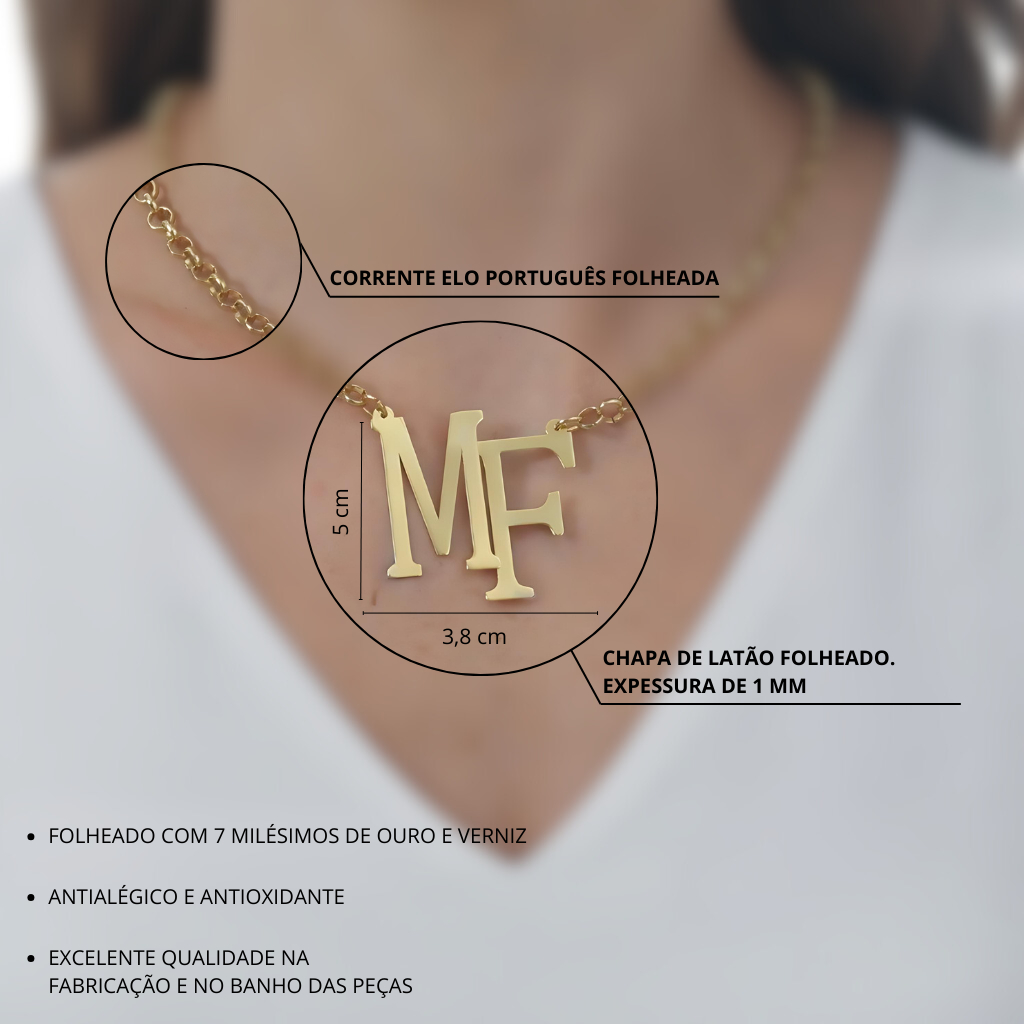 Colar Feminino Pingente Letras Iniciais Monograma Personalizado Banhado Ou Folheado A Ouro 18k em Oferta na Shopee