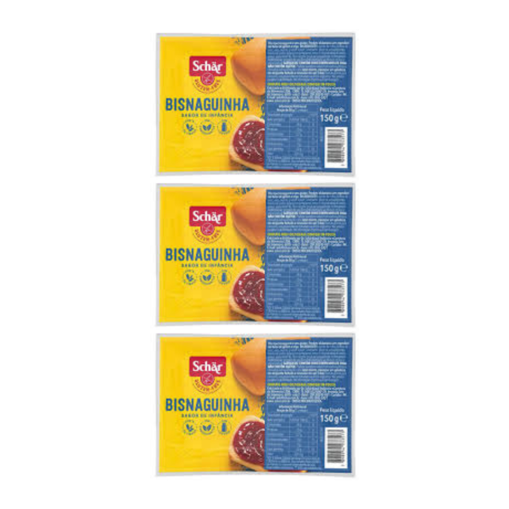 Kit 3 Bisnaguinhas Sem Glúten 150g Schar em Oferta na Shopee