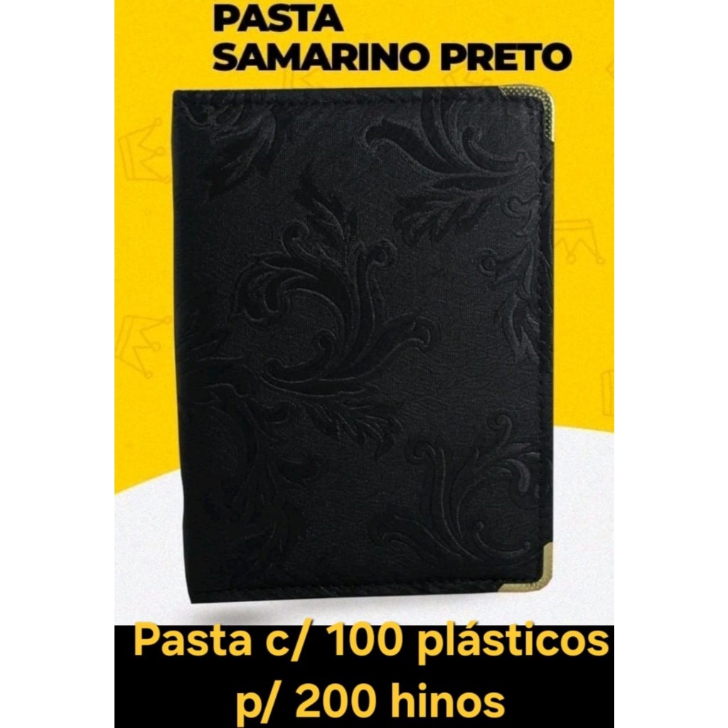 PASTA Nº05 SAMARINO PRETO COM 100 PLÁSTICOS em Oferta na Shopee