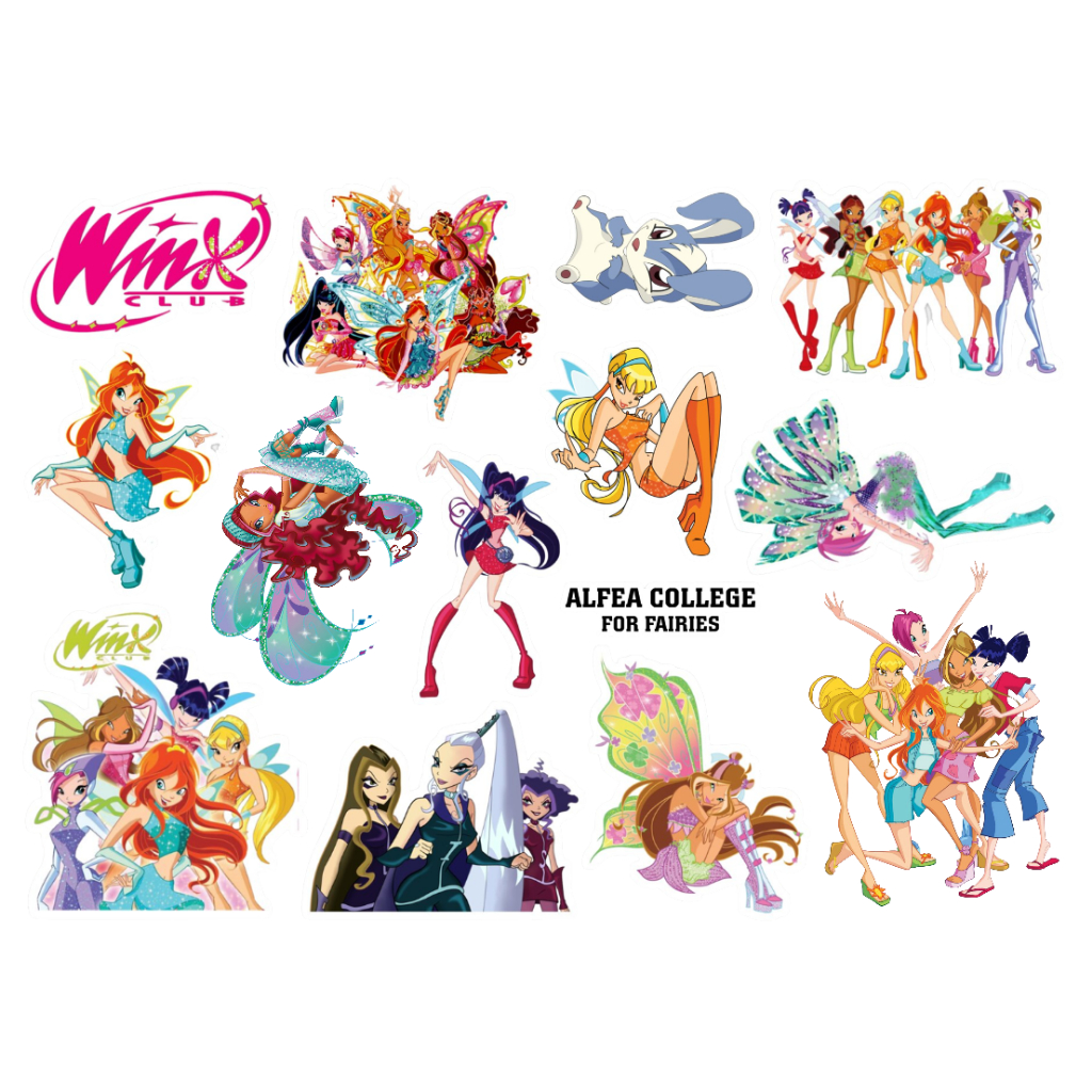 CLUBE DAS WINX - CARTELA DE ADESIVOS (sem recorte, com recorte ou a prova d'água)