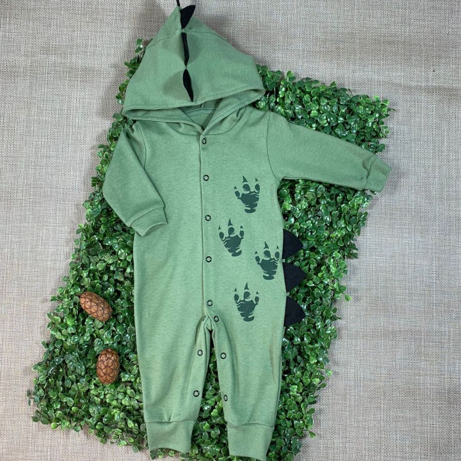 Macacão infantil fantasia manga longa capuz bordado divertido animais com botões e punho