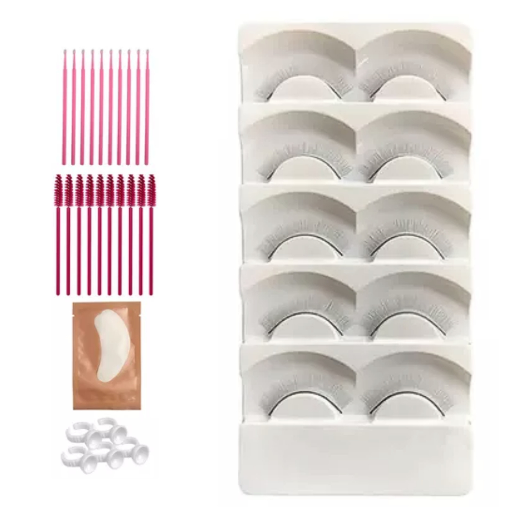 Kit 5 Pares De Cílios B Master 8mm Treino Alongamento Extensão