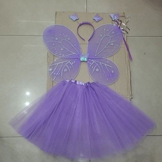 Fantasia De Fada Borboleta Saia 30/40 cm Asa Com Varinha Tiara Carnaval em Oferta na Shopee
