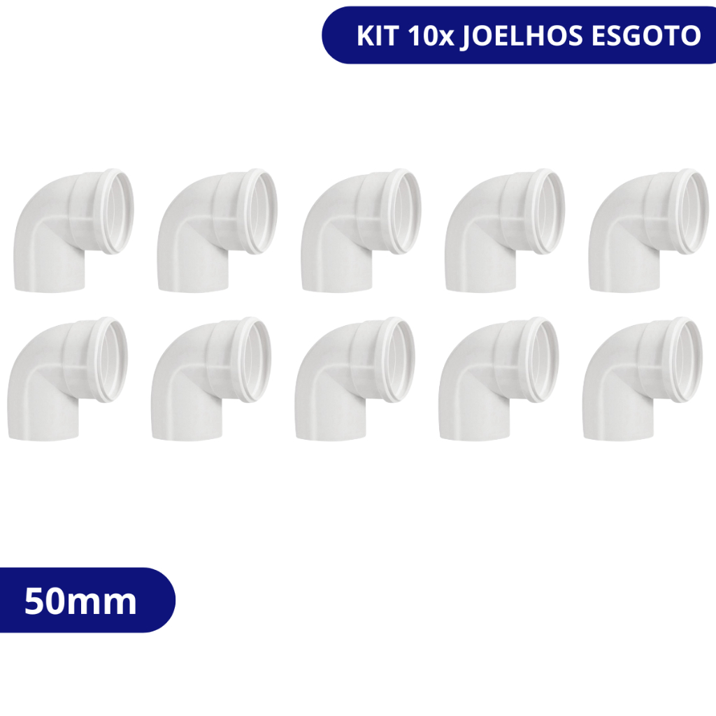 Kit 10 Joelhos Para Esgoto 50mm | Cotovelo Primário 90º de Esgoto 50mm 1.1/2" em Oferta na Shopee