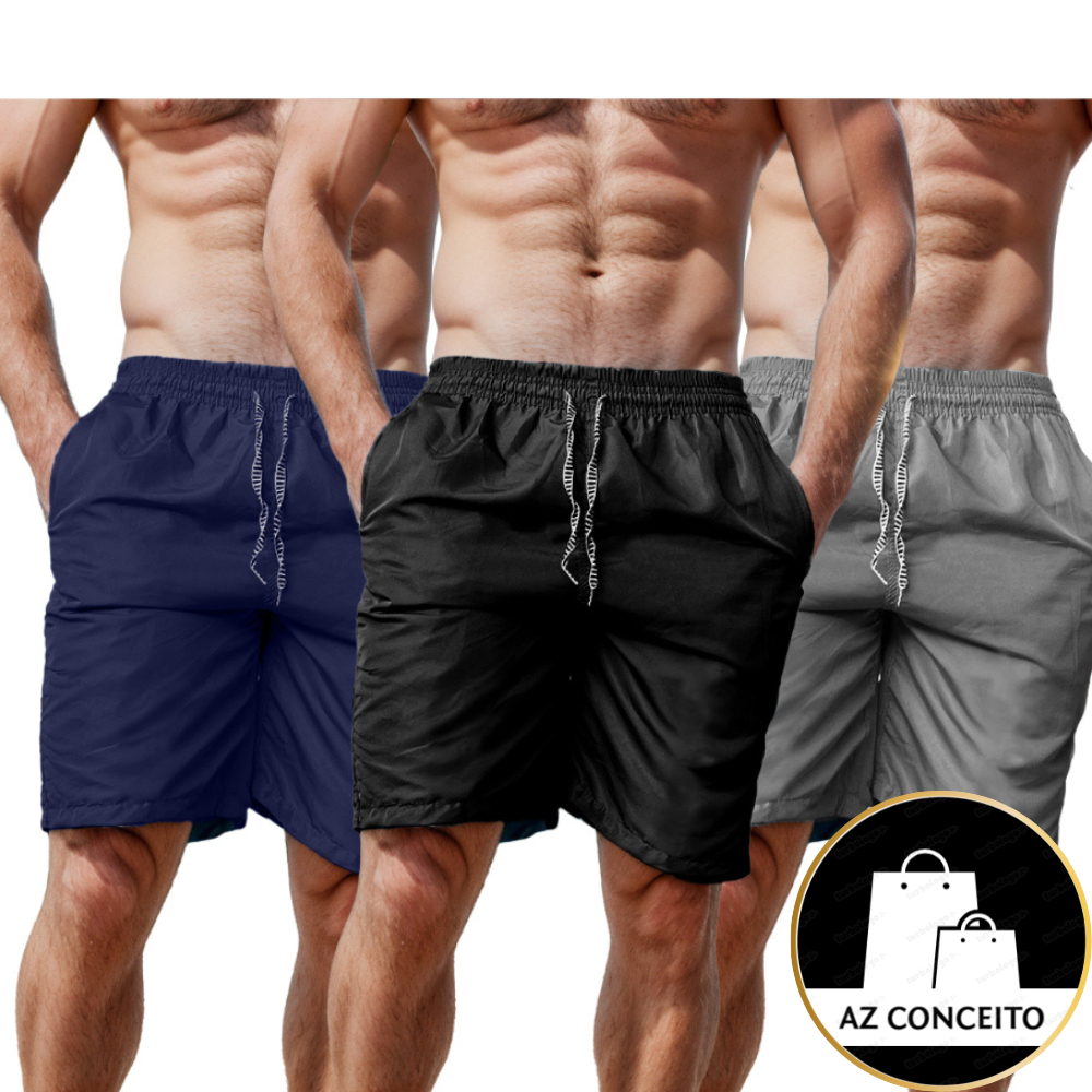 Kit 2 Bermudas Masculinas Preta, Cinza e Azul Reforçadas Tactel Caminhada Academia Com Bolsos em Oferta na Shopee