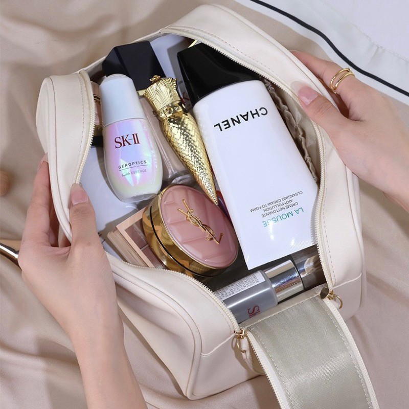 Bolsa Necessaire Organizador Cosmético Maquiagem Zíper Dupla Para Viagem em Oferta na Shopee