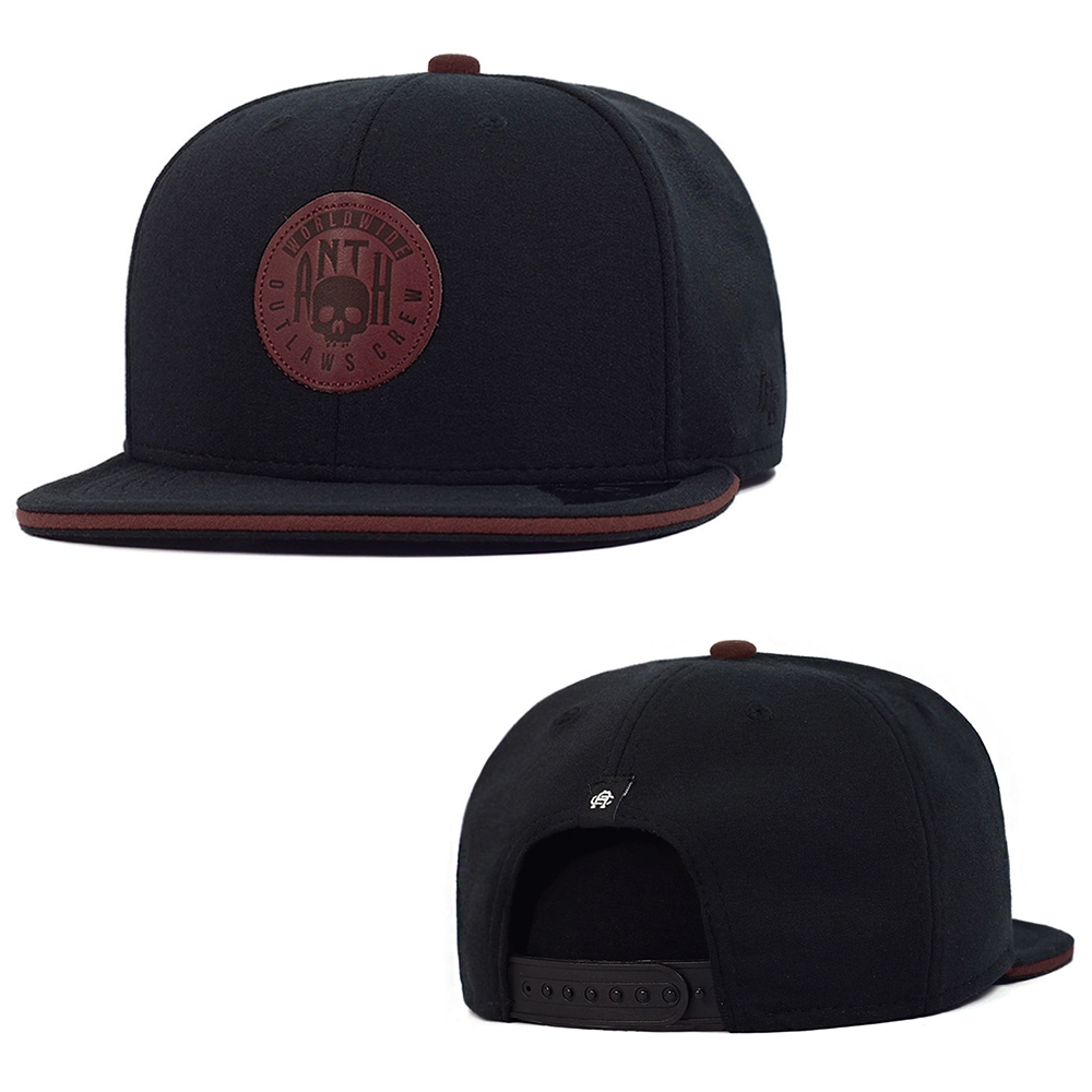 Boné Anth co Ollie Preto Aba Reta Aberto Snapback em Oferta na Shopee