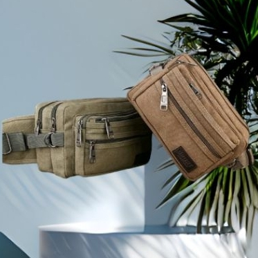 Pochete de Lona com 6 Zíperes – Resistente e Versátil para Viagens e Uso Diário