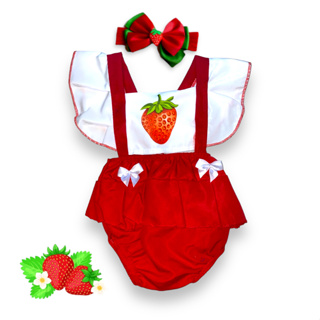Romper Body Temático Bebê Morango Moranguinho + Laço em Oferta na Shopee