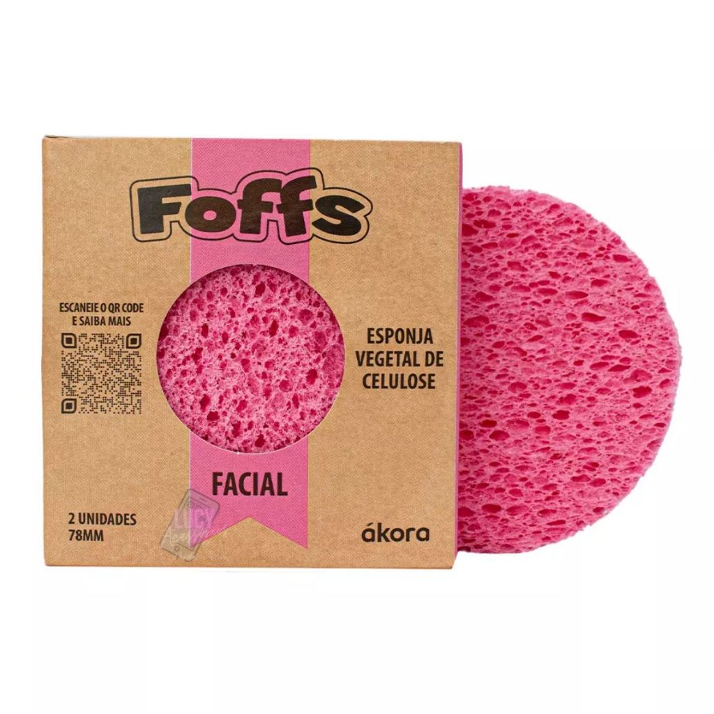 Esponja Para Limpeza Facial Foffs Esponja Vegetal de 100% Celulose Akora Cx. 2 unidades em Oferta na Shopee