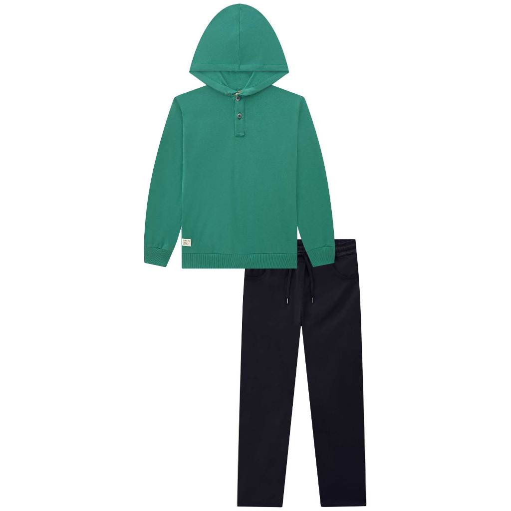 Conjunto de blusão em moletom c/ pelúcia e calça skinny comfy em sarja stretch com elastano *Johnny Fox tam 12