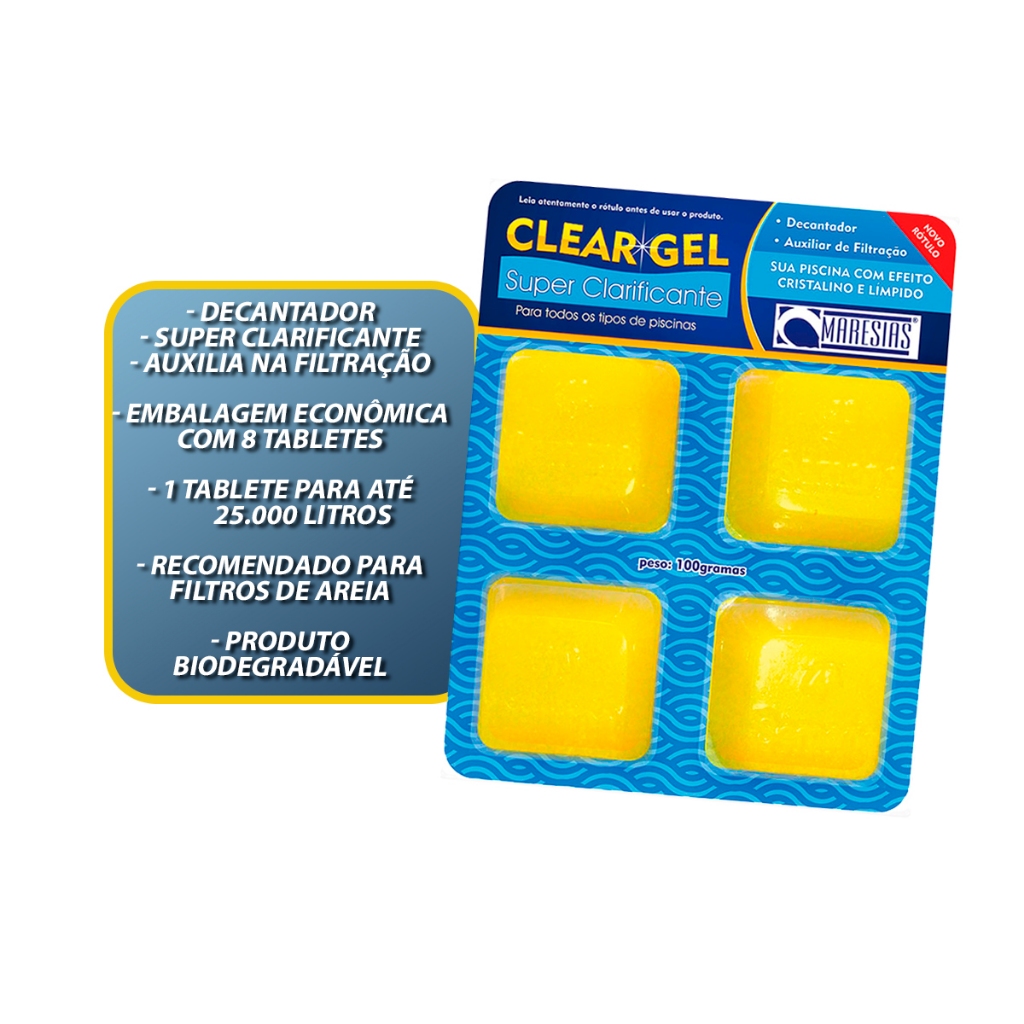 Clear Gel Clarificante Decantador Maresias Limpeza Filtração Para Piscinas 100g em Oferta na Shopee