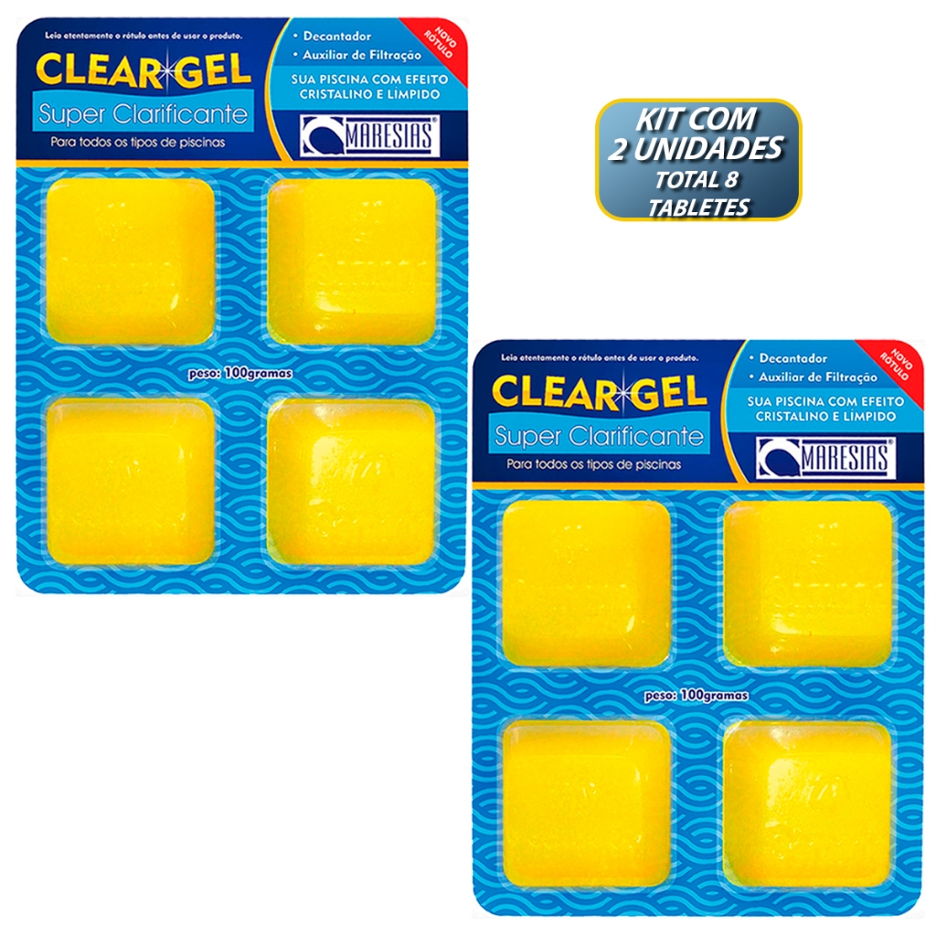 Kit 2 Clear Gel Super Clarificante Auxiliar de Filtração Maresias Piscina Cristalina