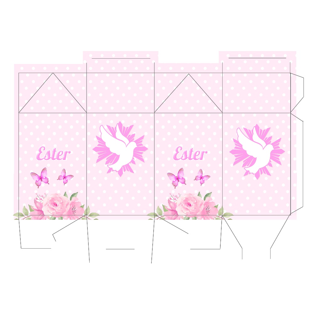 Kit Pegue Monte Personalizados Batizado Rosa 20 a 60 Caixinhas Lembrancinhas de Batizado