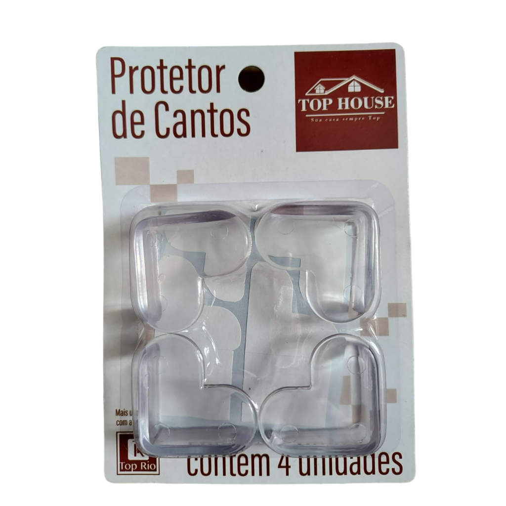 Kit com 8 Protetores de Canto Top House 45mm Silicone Transparente Formato de Coração