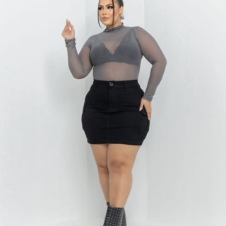 Saia cargo jeans Plus size com lycra tamanho Grande 46a 54 em Oferta na Shopee