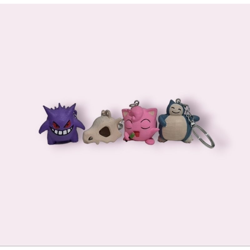 Kit 4 Chaveiros Gengar Cubone Jigglypuff Snorlax Anime Geek Nerd