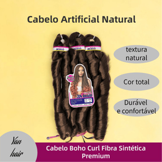Jumbo para tranças Cabelo Boho Curl Fibra Sintética Premium 60cm 400g Para Crochet Braids YAN HAIR em Oferta na Shopee