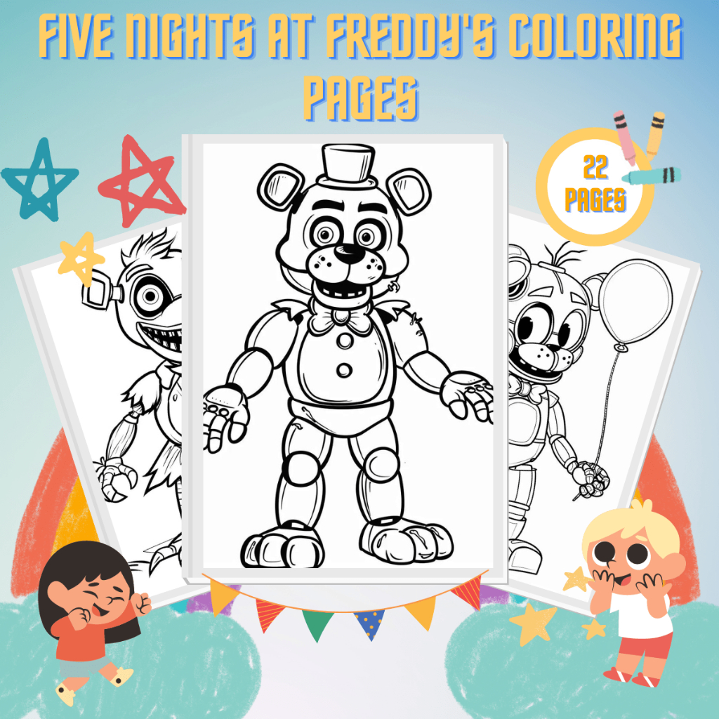 Kit 22 Desenhos Para Pintar E Colorir Five Nights at Freddy’s - Folha A4 ! 1 Por Folha!