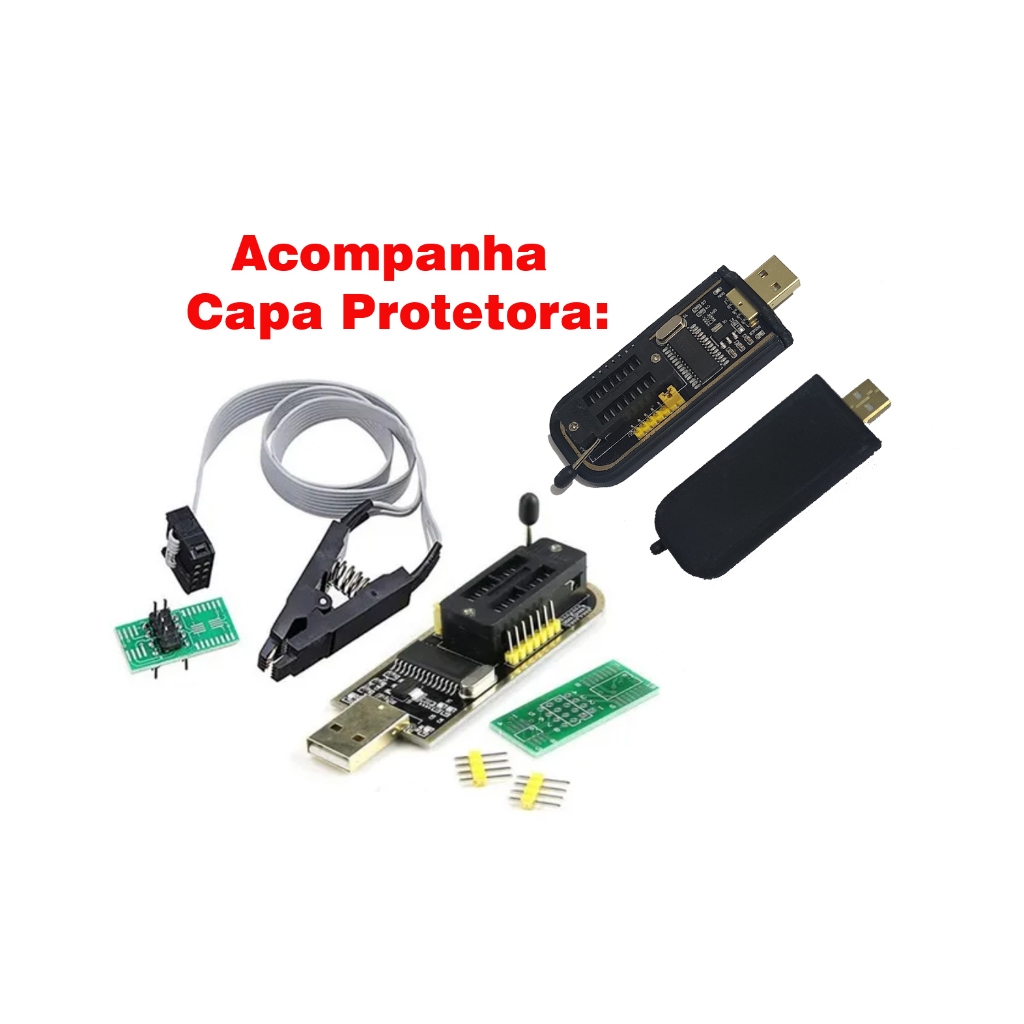 Kit Gravador Bios Eprom Usb Ch341 + Pinça Jacaré