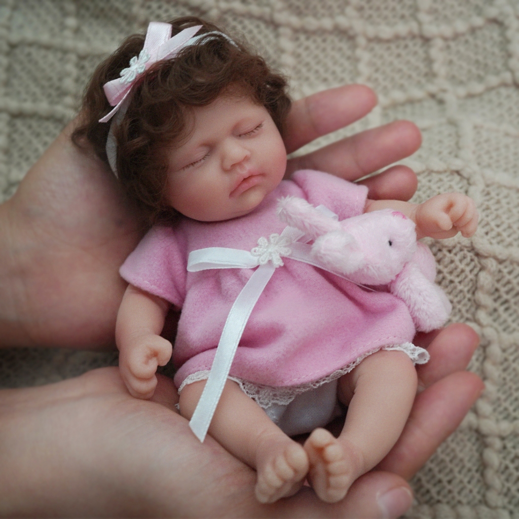 Boneca Bebê Reborn 20cm Silicone Sólido Suave Menina Original BRASTOY