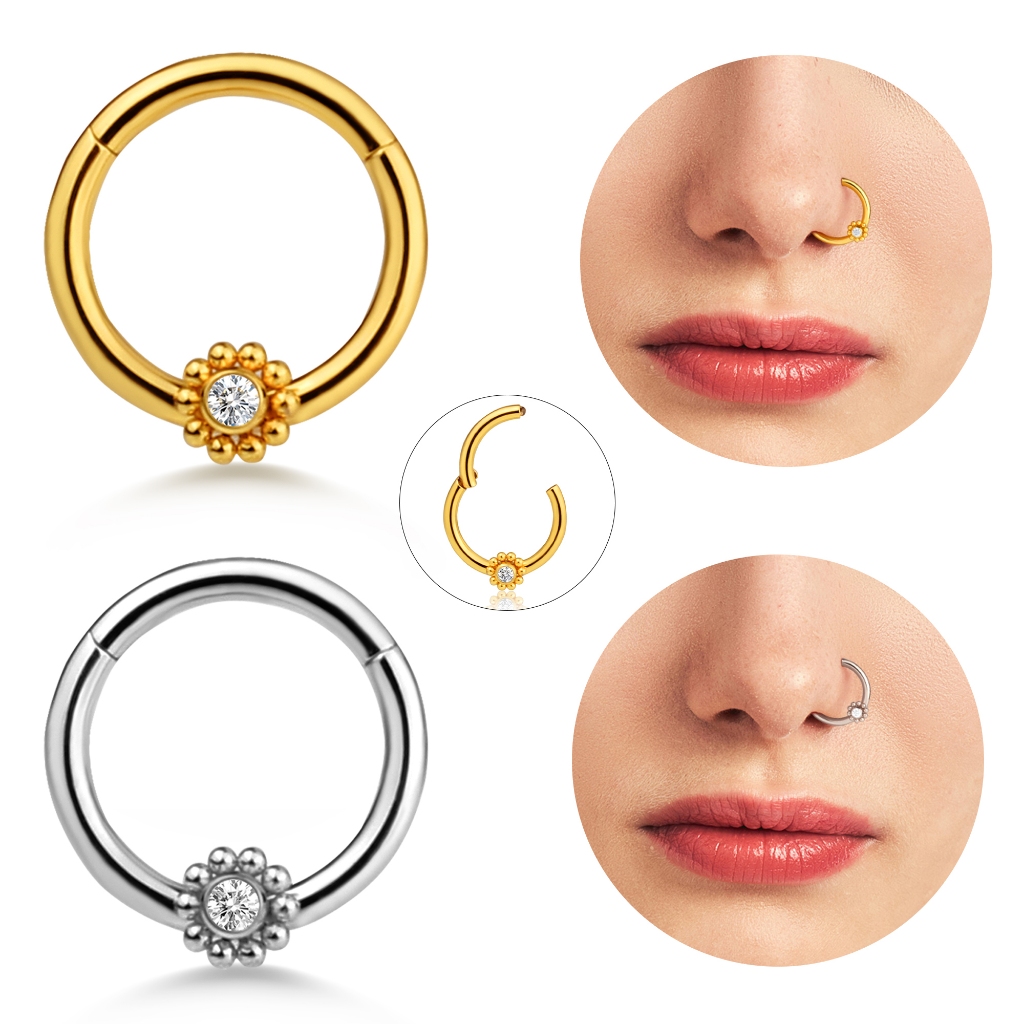 Piercing Septril Rook Conch Nariz Argola AÇo CirÚrgico Segmento Articulado Pvd Strass Lomiss  piercing em Oferta na Shopee