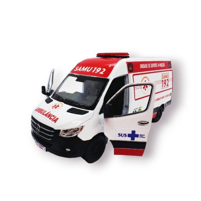 Miniatura Van Ambulância SAMU Sprinter Carrinhos Coleção