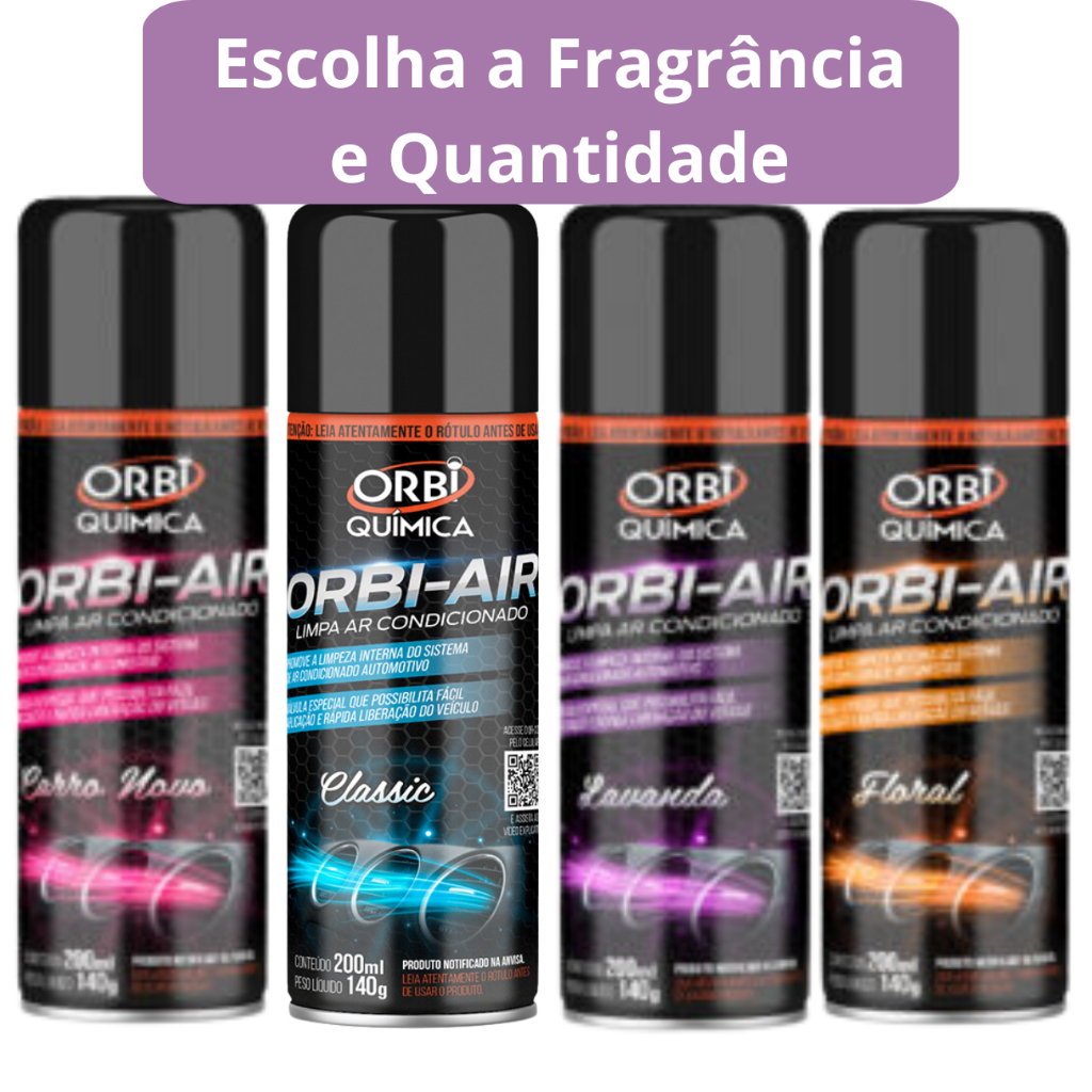 Orbi Limpador Automotivo Higienizar Ar Condicionado Carro Spray Fragrância 200 Ml Cheirinho Escolha A Quantidade