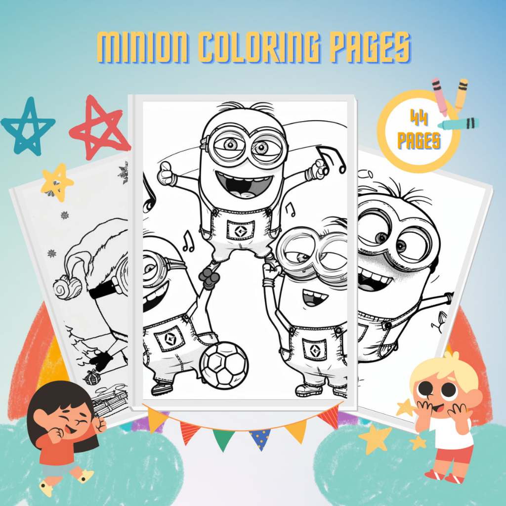 Kit 44 Desenhos Para Pintar E Colorir Minions - Folha A4 ! 1 Por Folha!