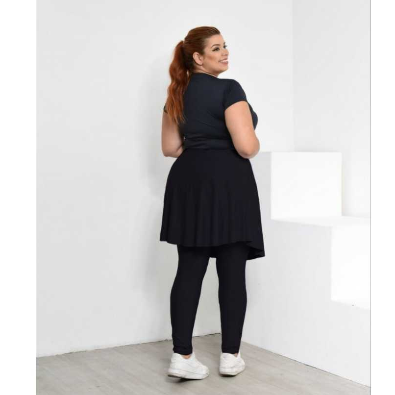 Calça Saia Fitness com Bolso Plus Size Moda Evangélica G1 G2