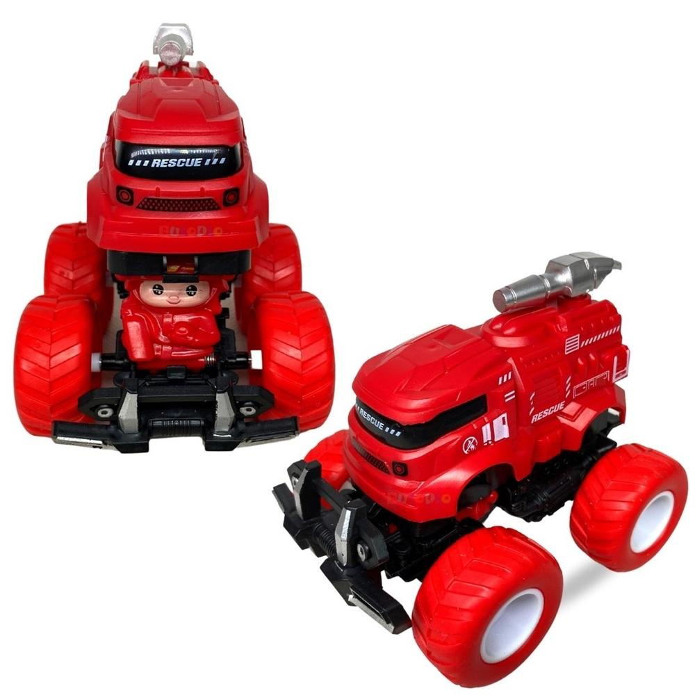 Carrinho Bombeiro Big Foot 4x4 – Mini Caminhão de Fricção com Rodas Gigantes