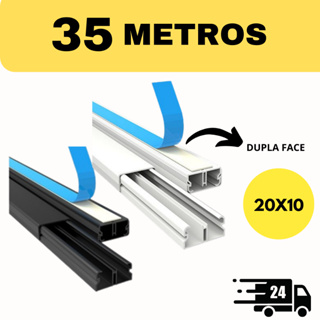35 Metros Canaleta PVC Preta/Branca 20x10mm Organizador de Fios Sistema X Com Fita Adesiva  Parede em Oferta na Shopee