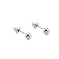 Brinco bola bolinha 2,5mm prata 925 Tarraxa Baby Maternidade Segundo furo