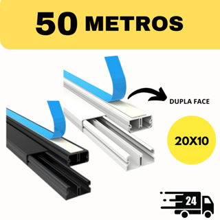 50 Metros Canaleta PVC Preta/Branca 20x10mm Organizador de Fios Sistema X Com Fita Adesiva  Parede em Oferta na Shopee
