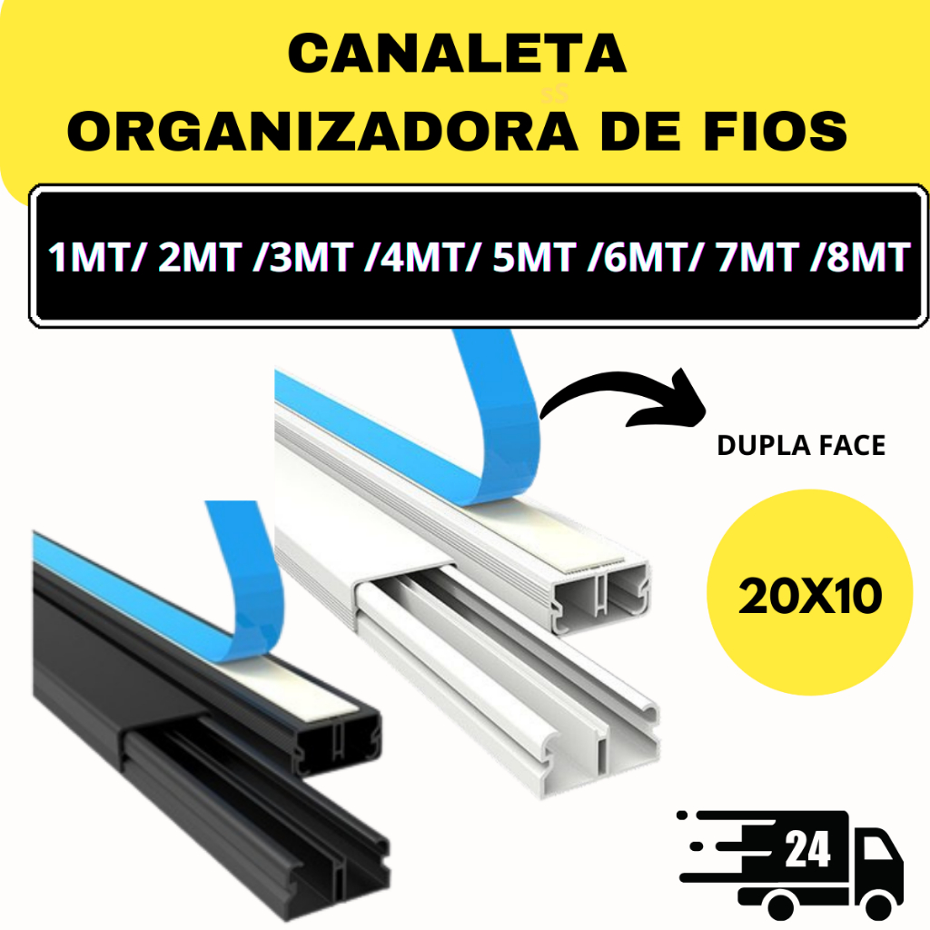 Canaleta Sistema X C/ Fita Adesiva 20x10x1000 Mm Sem Divisoria Canaleta Parede em Oferta na Shopee