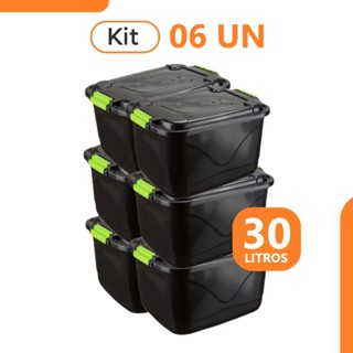 Kit 6 Caixas Cesto Organizador 30 Litros Grande Com Tampa Multiuso Armazenamento Para Brinquedos Ferramentas em Oferta na Shopee