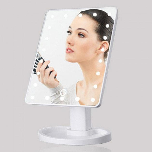 16 Leds Espelho De Mesa Maquiagem Com 16 Leds Rotação Quadrado Touch Screen SUPER U