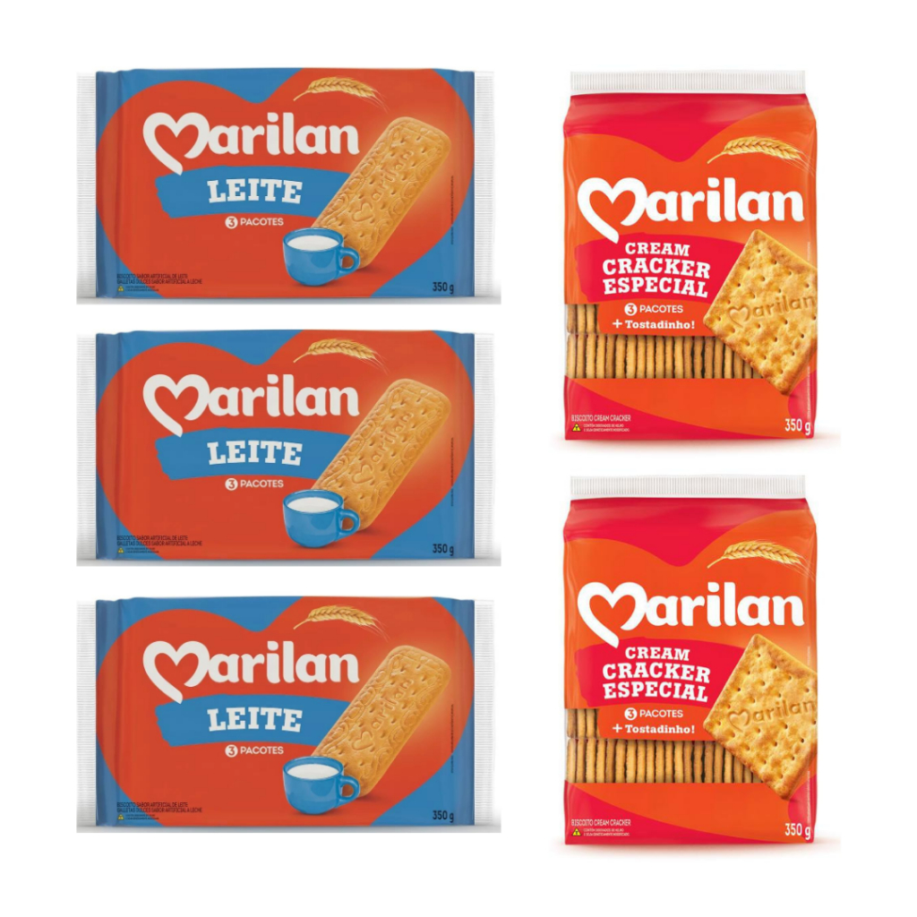 Kit Biscoito Marilan  3 Maizena Leite + 2 Cream Cracker 1005