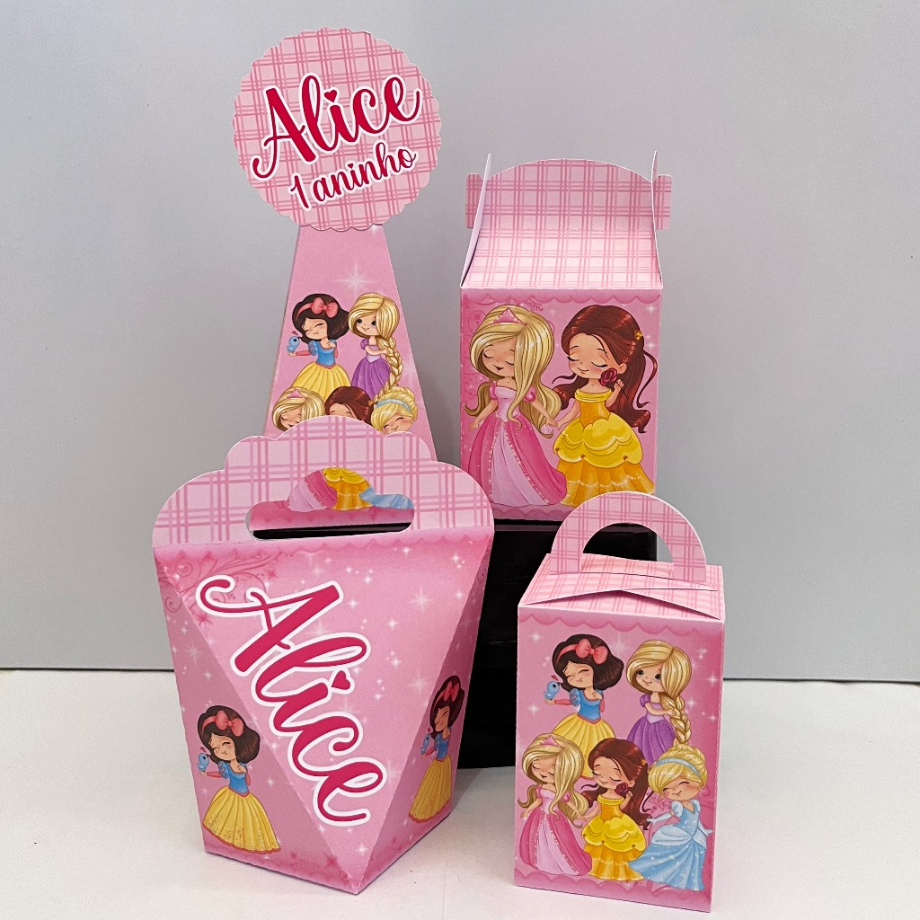 Kit Pegue e Monte Princesas Cute - kit festa - lembrancinha - aniversario - caixinhas personalizadas - festa infantil