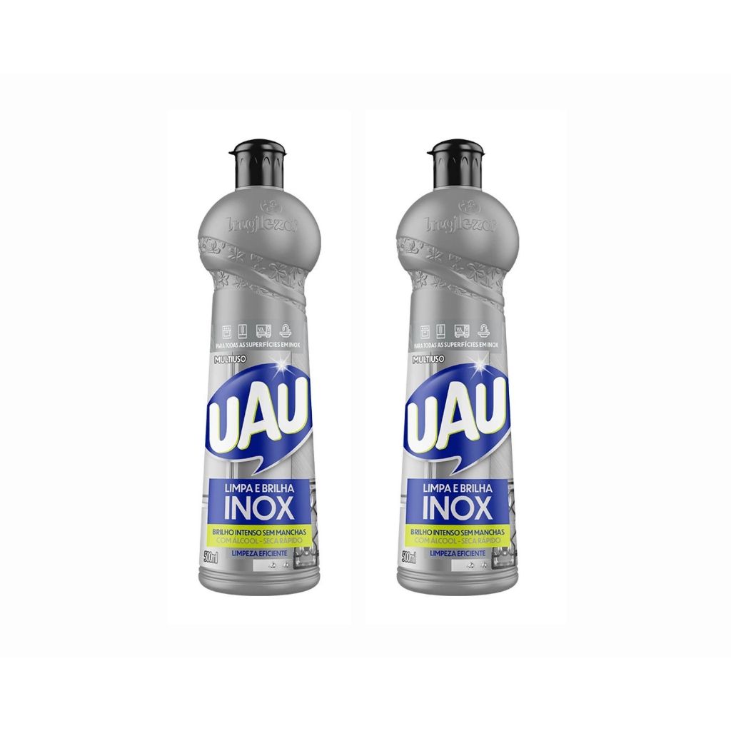 Kit 2x Multiuso Uau Limpa e Brilha Inox Sem Manchas Squeeze 500ml - SECA RAPIDO