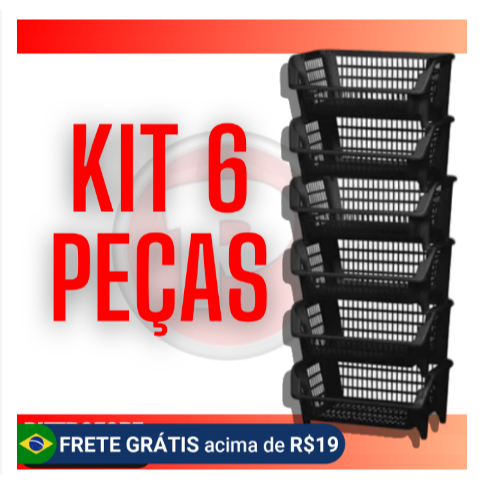 Cesto Empilhavel Expositor Organizador Preto 6 Unidades em Oferta na Shopee
