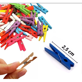 Kit 5 Mini Pregador de Madeira Colorido 2,5cm  Com 30 - ALIANÇA em Oferta na Shopee