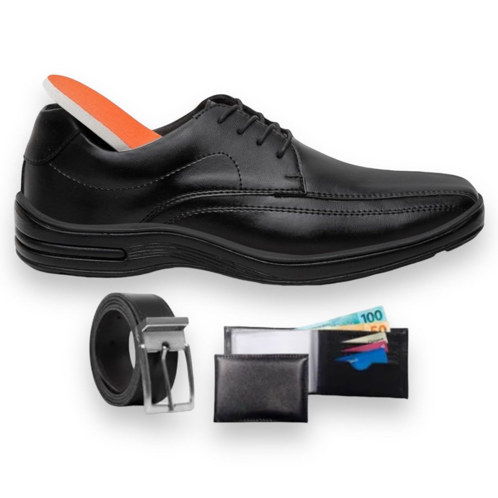 Sapato Confort Casual Social Masculino Brinde Cinto e Carteira em Oferta na Shopee