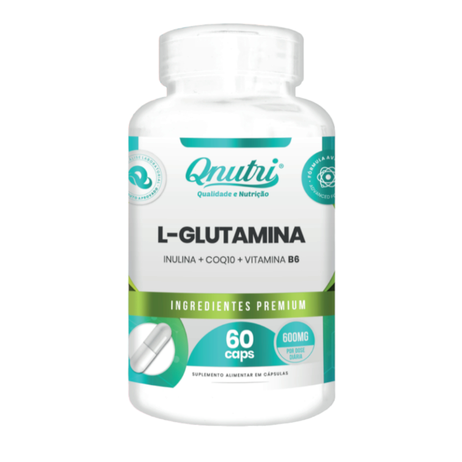 Glutamina Glutamine 100% Pura 60 Cápsulas 600mg Qnutri