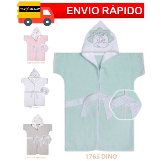 Roupão Felpudo Papi Friends C/Capuz Bord. De 1 A 4 Anos