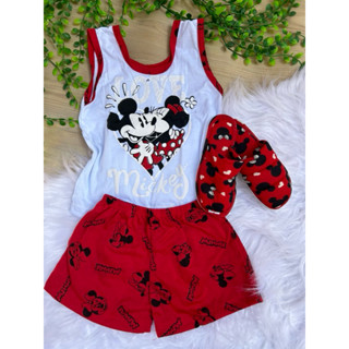 kit short doll regata infantil+pantufa verao personagens blogueira em Oferta na Shopee