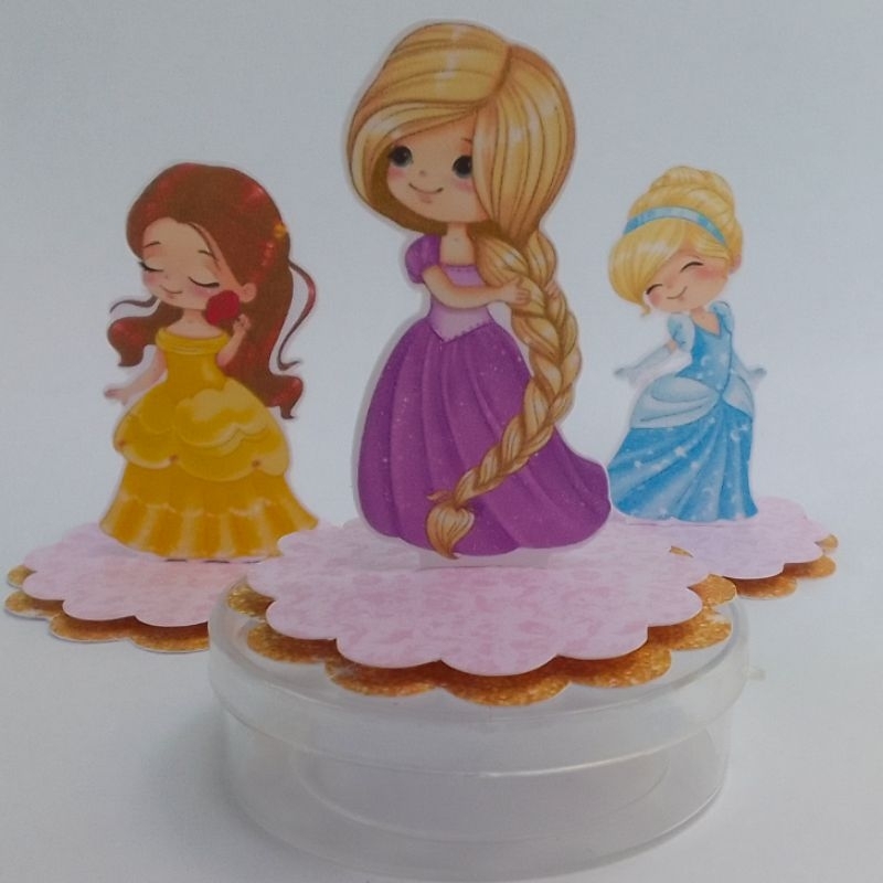 Kit Aplique 3D, 10, 20, ou 30 und. Tag personalizados Princesas Cute, Festa, Lembrancinha