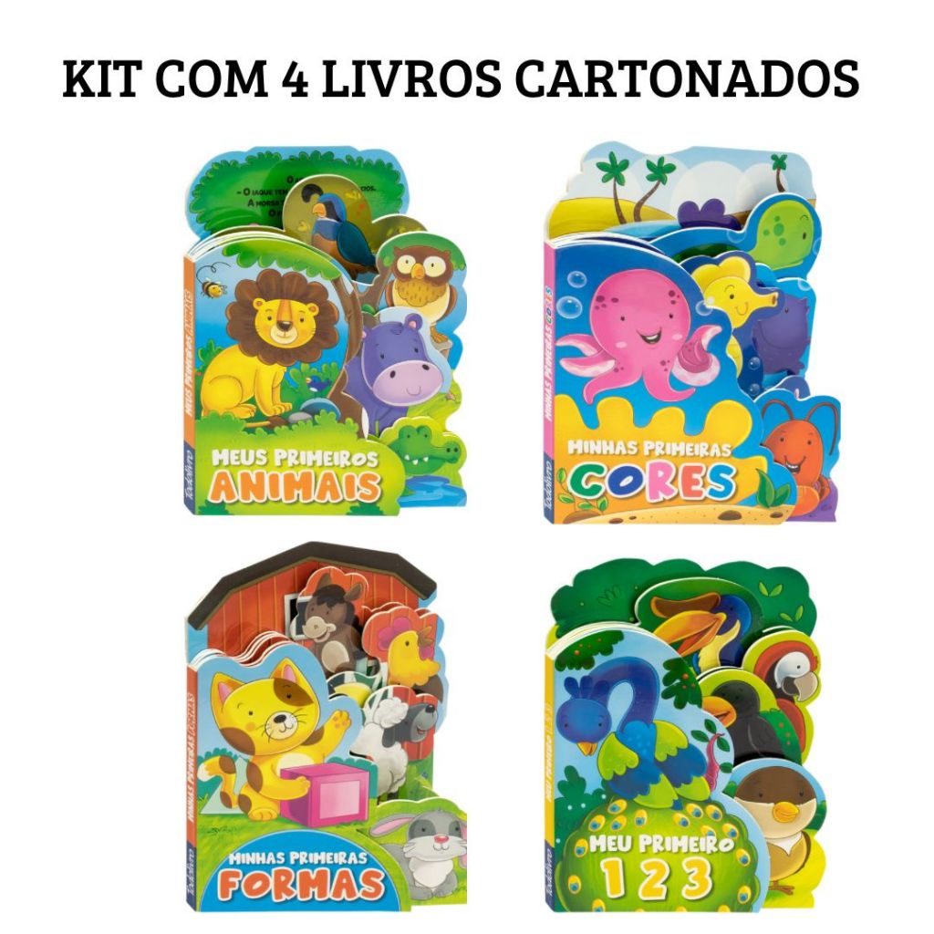 Kit 4 livros Cartonados - Divertido Livrinho para Explorar