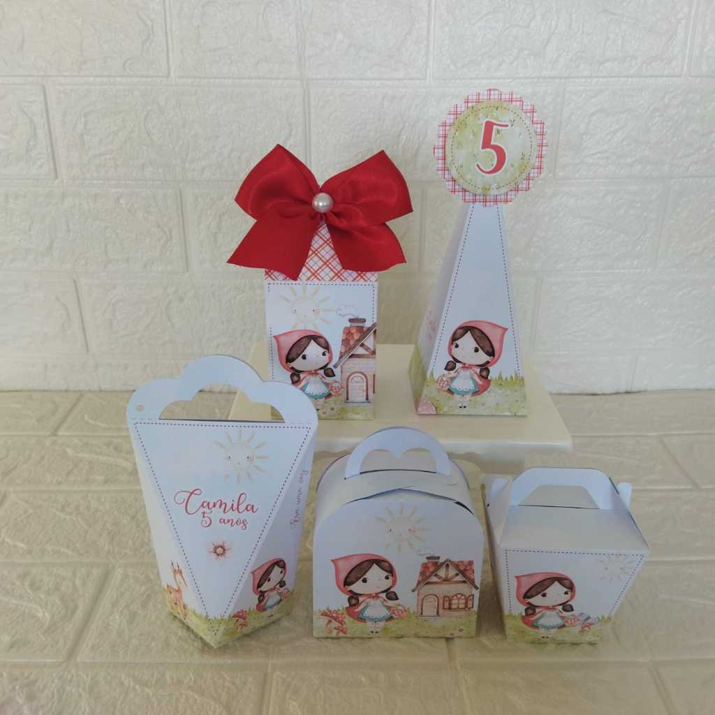 Kit Personalizado Lembrancinhas Caixinhas Aniversário Chapeuzinho Vermelho| Festa PEGUE E MONTE