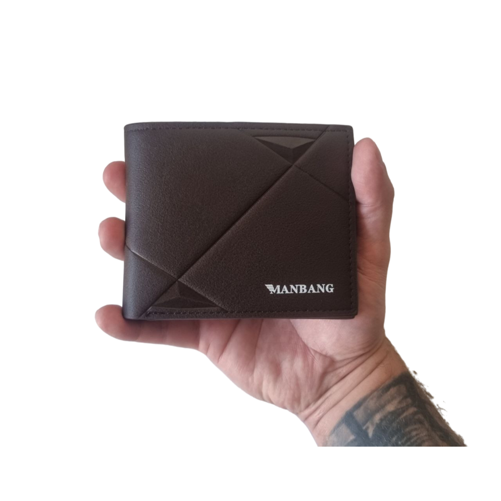 Carteira Manbang Em Couro Trabalhado Premium Desenho Do Tecido Em 3d
